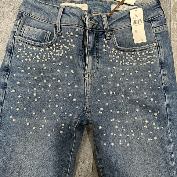 ANTHRO Pilcro and the Letterpress Script Pearl High Rise Skinny Jeans Sz 25 - Picture 2 of 12